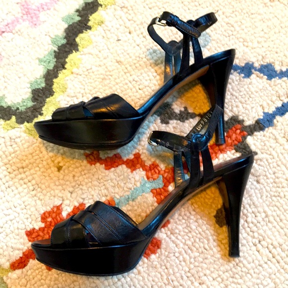 Stuart Weitzman Black Platform Sandals Sz 7.5 - Picture 1 of 3